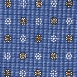 Dark Blue Sartorial Classic Silk Tie - Small Flower Pattern