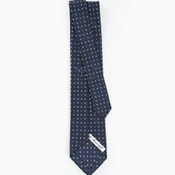 Dark Blue Sartorial Classic Silk Tie - Small Flower Pattern