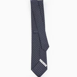 Dark Blue Sartorial Classic Silk Tie - Small Flower Pattern