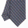 Dark Blue Sartorial 7 Cm Silk Tie - Small Flower Pattern