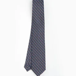 Dark Blue Sartorial 7 Cm Silk Tie - Small Flower Pattern