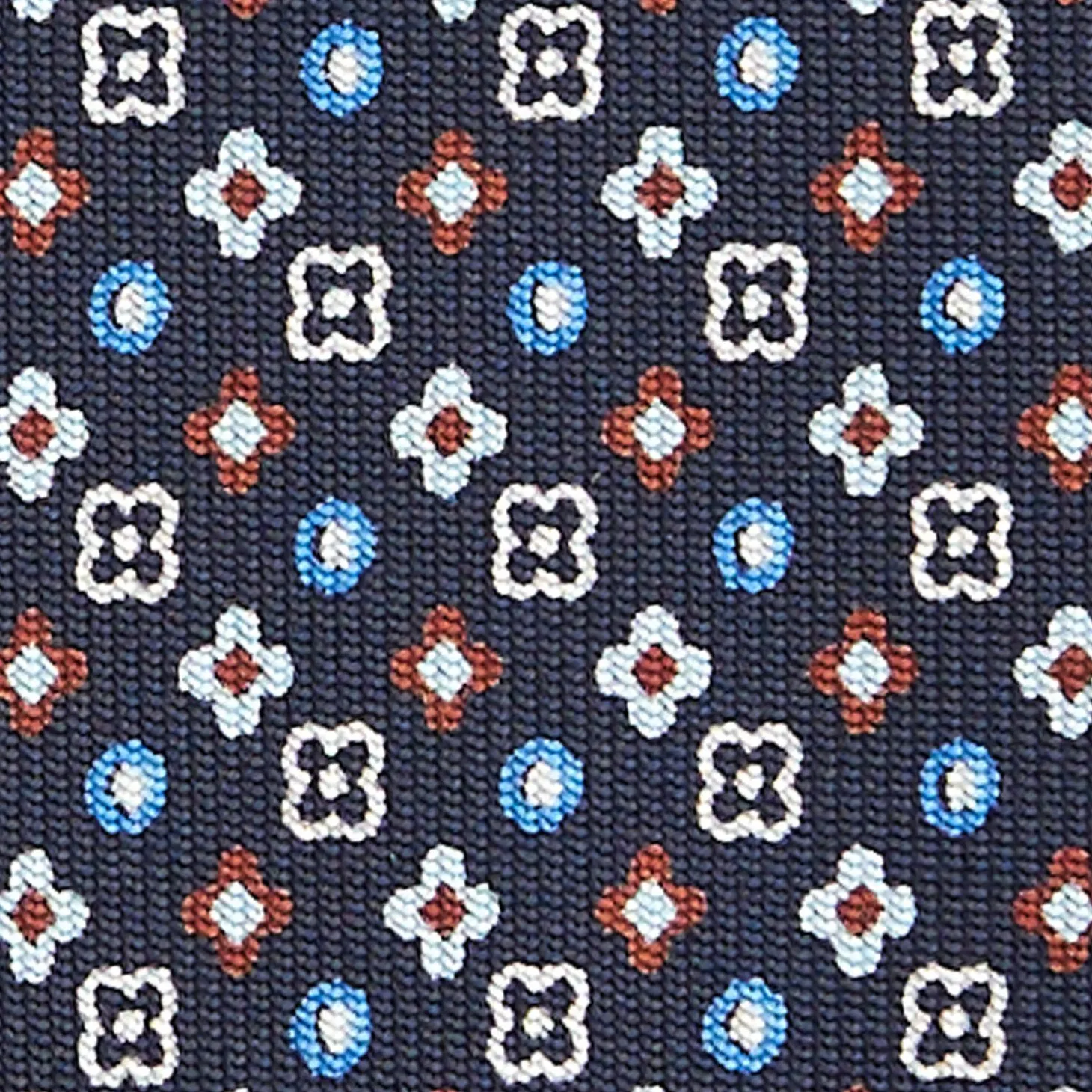 Dark Blue Sartorial 7 Cm Silk Tie - Small Flower Pattern