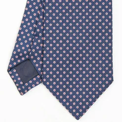 Dark Blue Sartorial Jacquard Silk Tie - Small Geometric Designs