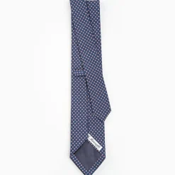 Dark Blue Sartorial Jacquard Silk Tie - Small Geometric Designs