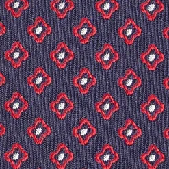 Dark Blue Sartorial Jacquard Silk Tie - Small Geometric Pattern