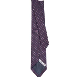 Dark Blue Sartorial Jacquard Silk Tie - Small Geometric Pattern