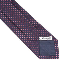 Dark Blue Sartorial Jacquard Silk Tie - Small Geometric Pattern