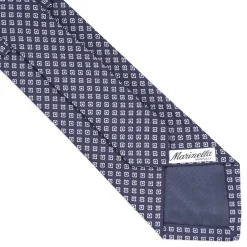 Dark Blue Sartorial Jacquard Silk Tie - Small Geometric Pattern
