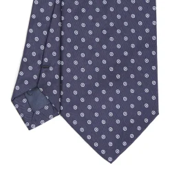 Dark Blue Sartorial Jacquard Silk Tie - Small Geometric Pattern