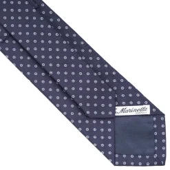Dark Blue Sartorial Jacquard Silk Tie - Small Geometric Pattern