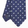 Dark Blue Sartorial Jacquard Silk Tie - Large Flower Pattern
