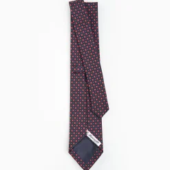 Dark Blue Sartorial Jacquard Silk Tie - Large Flower Patterns