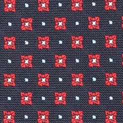 Dark Blue Sartorial Jacquard Silk Tie - Large Flower Patterns