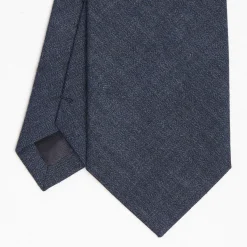 Dark Blue Sartorial Linen Tie Solid Color