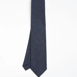 Dark Blue Sartorial Linen Tie Solid Color