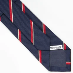 Dark Blue Sartorial Striped Silk Tie