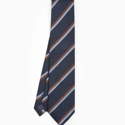 Dark Blue Sartorial Striped Silk Tie