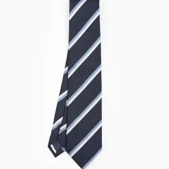 Dark Blue Sartorial Striped Silk Tie