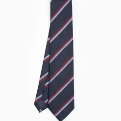 Dark Blue Sartorial Striped Silk Tie
