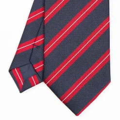 Dark Blue Sartorial Striped Silk Tie