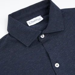 Dark Blue Shirt In Cotton And Cashmere