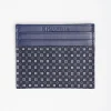 Dark Blue Silk And Leather Credit Card Holder 5 Compartments