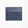 Dark Blue Silk And Leather Credit Card Holder 5 Compartments