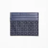 Dark Blue Silk And Leather Credit Card Holder 5 Compartments