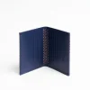 Dark Blue Silk And Leather Folding Card Holder - 10 Compartments