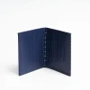 Dark Blue Silk And Leather Folding Card Holder - 10 Compartments