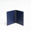 Dark Blue Silk And Leather Folding Card Holder - 10 Compartments