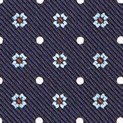Dark Blue Silk And Leather Folding Card Holder - 10 Compartments