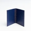 Dark Blue Silk And Leather Folding Card Holder - 10 Compartments