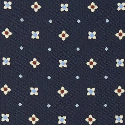 Dark Blue Silk Ascot Tie - Small Flower Designs