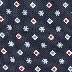 Dark Blue Silk Ascot Tie - Small Flower Designs
