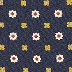 Dark Blue Silk Ascot Tie - Small Flower Designs