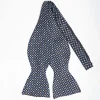 Dark Blue Silk Bowtie To Self-Tie Small Geometric Pattern