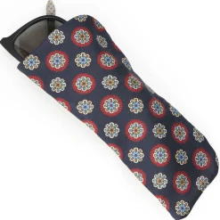 Dark Blue Silk Glasses Case
