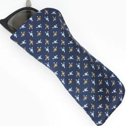 Dark Blue Silk Glasses Case