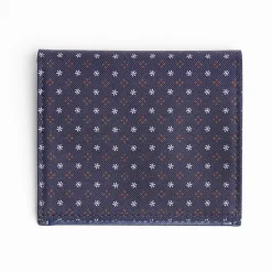 Dark Blue Small Wallet In Silk And Leather