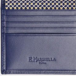 Dark Blue Small Wallet In Silk And Leather