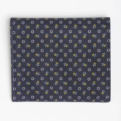 Dark Blue Small Wallet In Silk And Leather