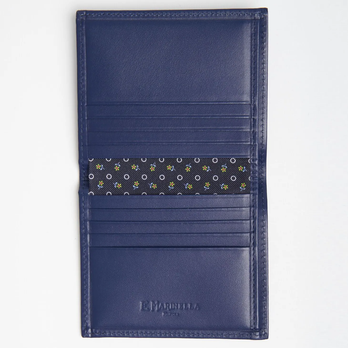 Dark Blue Small Wallet In Silk And Leather
