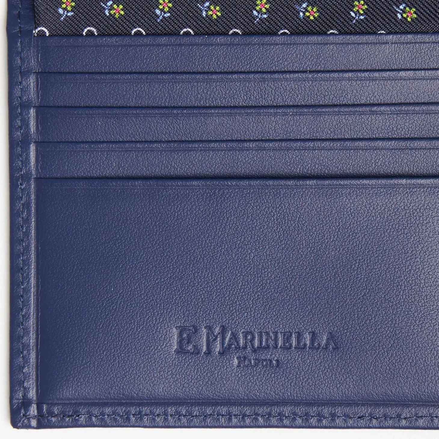 Dark Blue Small Wallet In Silk And Leather