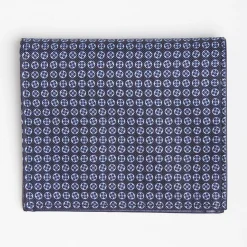 Dark Blue Small Wallet In Silk And Leather