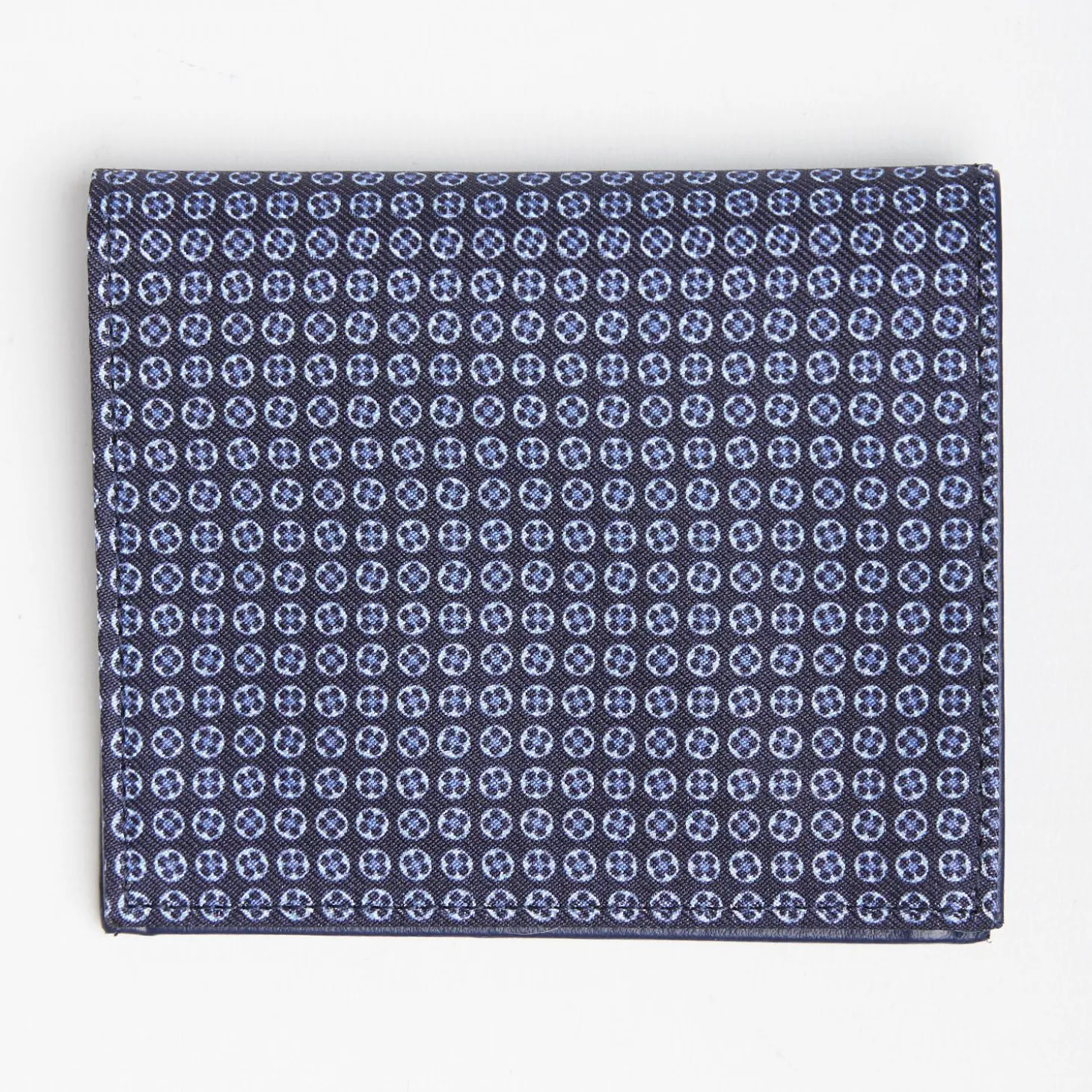 Dark Blue Small Wallet In Silk And Leather