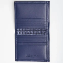 Dark Blue Small Wallet In Silk And Leather