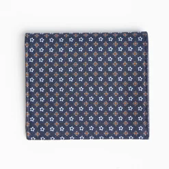 Dark Blue Small Wallet In Silk And Leather