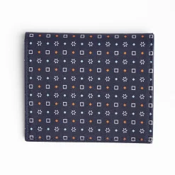 Dark Blue Small Wallet In Silk And Leather