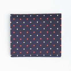 Dark Blue Small Wallet In Silk And Leather